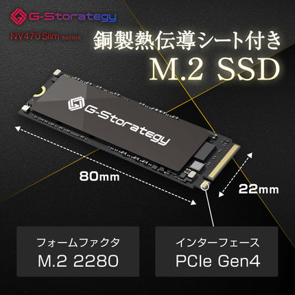 G-Storategy SSD 銅熱伝導シート 2TB PS5対応 Gen4×4 最大読込:7450MB/s 最大書込:6750MB/s 5年保証 NV47002TBY3G1NH1