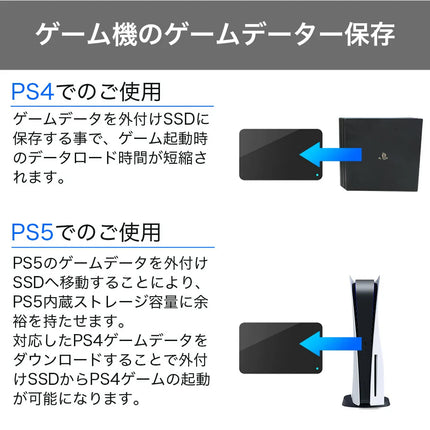 G-Storategy 外付け SSD 1TB コンパクト PS5 PS4対応 USB3.2 Gen1 ブラック GS66001EX-BK
