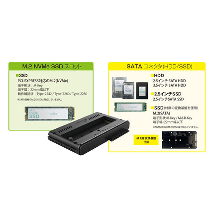 NVMe⇔SATA相互クローン対応 HDD/SSDデュプリケーター M.2対応 NVMe MAL-53M2NU4