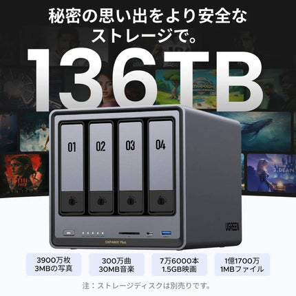 UGREEN NASync DXP4800 Plus｜4ベイ NASストレージ 最大168TB対応