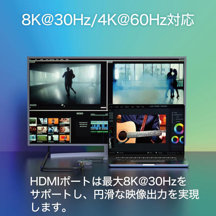 HCM002GM1F USB-C デュアル HDMI アダプター｜8K/4K 映像出力対応