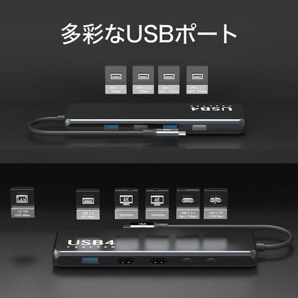 HCM010AP2F USB4 10-in-1 ハブ｜8K × 2 HDMI・100W PD