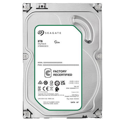 Seagate SkyHawk HDD ST8000VX010 整備済み 8TB 3.5インチ 内蔵HDD｜監視カメラ・DVR/NVR録画用｜24時間稼働・高耐久モデル  国内正規代理店品 180日保証