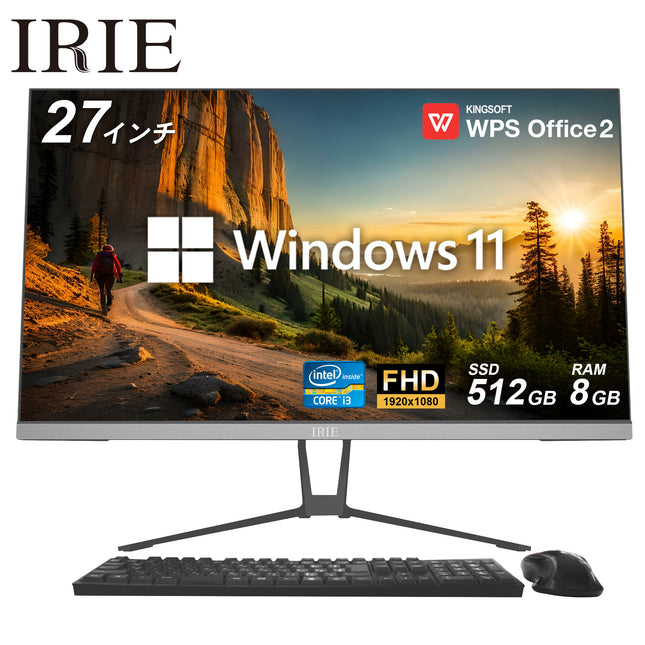 デスクトップパソコン 一体型 安い 27インチ IRIE Core i3 オフィス付き FFF SMART LIFE CONNECTED FFF-ALPC2702【公式】
