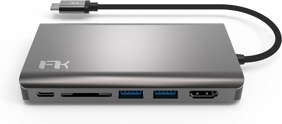 【公式】Type-Cハブ iPhone15対応 Portable 8 in 1 USB-C Hub USB-C PD最大100W HDMI 4K出力 VGA 1080P同時出力 Thunderbolt3 イーサネットポート SDカードリーダースロット3.5mm Feeltek UCH008AP2