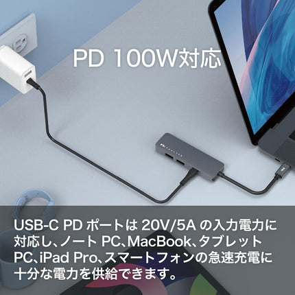 【公式】Type-Cハブ iPhone15対応 Portable 4 in 1 USB-C Hub USB-C PD最大100W対応 HDMIポート最大4K@30Hz対応 デュアルUSB-Aポート搭載 Feeltek HCM004AP2F