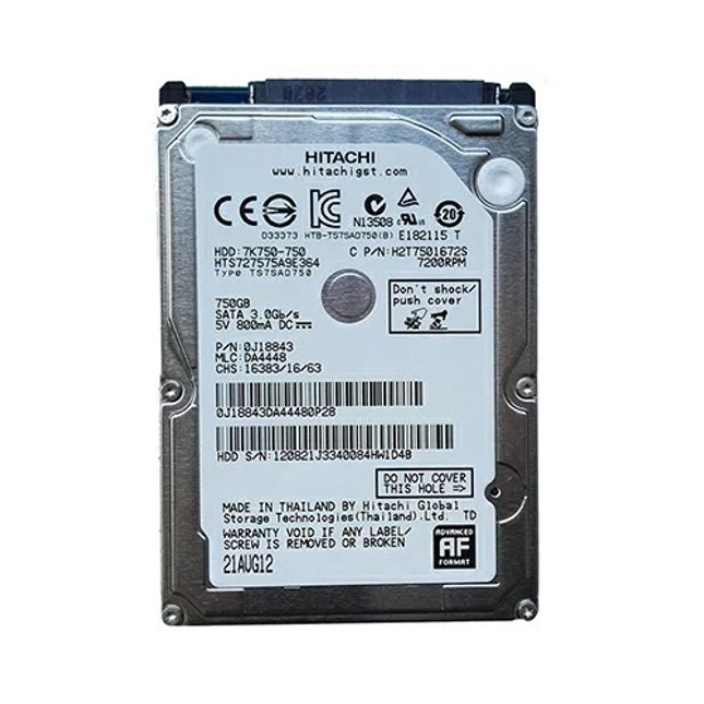 HGST 2.5インチ 内蔵ハードディスク 750GB HTS727575A9E364 SATA 16MB 7200rpm 9.5mm厚 内蔵hdd バルク品