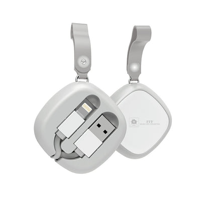 【公式】USBケーブル iPhone充電 ケーブル アイフォン  iPad iPod lightning 巻き取り リール式 巻き取り式 急速充電 2.0A 90cm ホワイト FFF-LT01RTWH