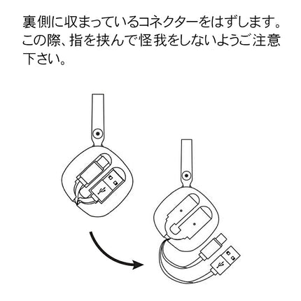 【公式】USBケーブル iPhone充電 ケーブル アイフォン  iPad iPod lightning 巻き取り リール式 巻き取り式 急速充電 2.0A 90cm ホワイト FFF-LT01RTWH