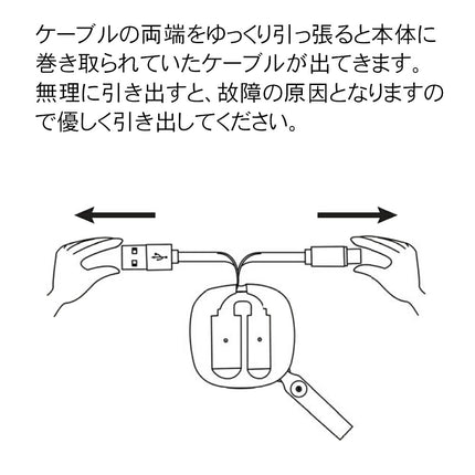 【公式】USBケーブル iPhone充電 ケーブル アイフォン  iPad iPod lightning 巻き取り リール式 巻き取り式 急速充電 2.0A 90cm ホワイト FFF-LT01RTWH