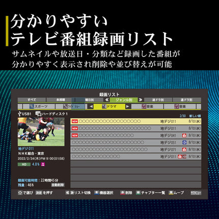 【公式】IRIE テレビ 24V型 ハイビジョン 東芝ボード内蔵 外付けHDD番組録画 Wチューナー搭載 FFF-TV24WBK2