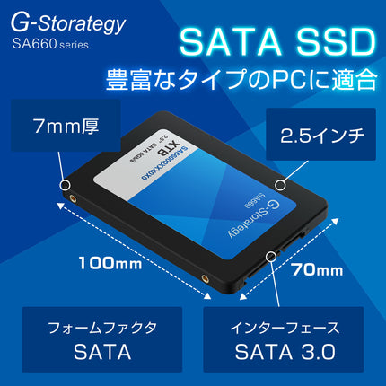 【公式】G-Storategy SSD 内蔵型 1TB 2.5インチ 読込速度 : 562MB/s 書込速度 : 497MB/s 3年保証 SA66001TBY4G1