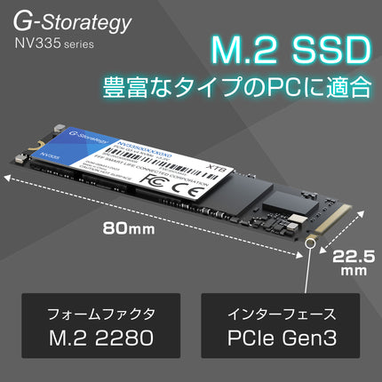 【公式】G-Storategy SSD 内蔵型 1TB NVMe Type 2280 読込速度 : 3401 MB/s 書込速度 : 3182 MB/s 5年保証 NV33501TBY3G1