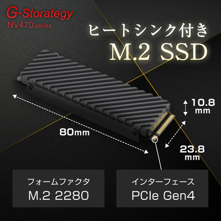 【公式】G-Storategy SSD ヒートシンク付き 2TB PS5対応 Gen4×4 最大読込:7450MB/s 最大書込:6750MB/s 5年保証 NV47002TBY3G1