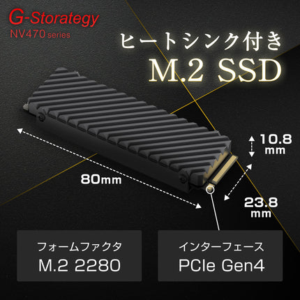 【公式】G-Storategy SSD ヒートシンク付き 1TB PS5対応 Gen4×4 最大読込:7450MB/s 最大書込:6600MB/s 5年保証 NV47001TBY3G1